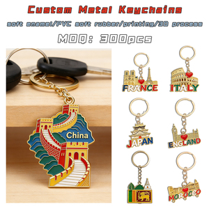 Collection <span class=keywords><strong>de</strong></span> porte-clés avec noms <span class=keywords><strong>de</strong></span> pays et monuments emblématiques, ensemble <span class=keywords><strong>de</strong></span> souvenirs culturels personnalisés, cadeau, articles promotionnels, <span class=keywords><strong>prix</strong></span> d'usine en gros - Product Image 1