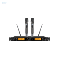 Système de microphone sans fil UHF double canal, 200 canaux, synchronisation IR, micro portable en métal, longue autonomie de la batterie, pour église, conférence, karaoké