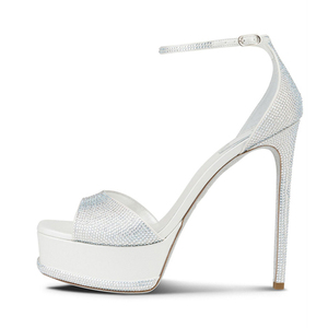 Women's Sexy Party Shoes Thin High Heel Thick Platform Peep Toe Sandals Summer Full Bling Diamonds Club Ladies <b>Pumps</b> - Product Image 3