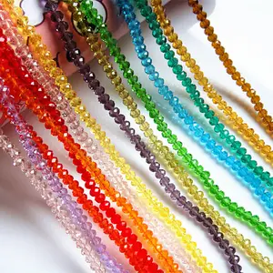 JC crystal high quality jewelry crystal lampwork & glass beads , 4mm 6mm multi colors glass crystal faceted rondelle beads