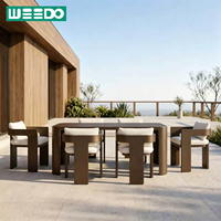 Ensemble de salle à manger de jardin moderne, mobilier d'extérieur, table et chaises de salle à manger en alliage d'aluminium pour patio, villa, hôtel, jardin