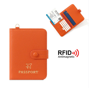 RFID Blocking Leather Passport <b>Holder</b> <b>Travel</b> Wallet Cover Case Anti Lost Organizer Factory OEM Wholesale Bulk Custom Supplier - Product Image 3
