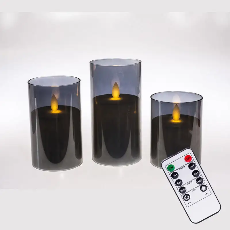 Newish decoração de casa efeito chama branco quente LED cera velas de aniversário tubo de vidro luz para presente de natal