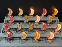 Lampe en cristal en gros, matériaux variés, agate mousse, fluorite, quartz jaune, lampe en forme de lune pour cadeau