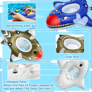 Phao Hồ Cá Mập Bơm Hơi Cho Trẻ Em, Phao Bơi Phao Hồ Bơi Thuyền Bãi Biển Cho Bé Trai Bé Gái Đồ Chơi Hồ Bơi Nước Bãi Biển Ngoài Trời Mùa Hè - Product Image 3