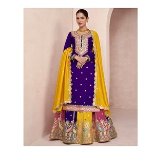 Vêtements de fête attrayants brodés entièrement cousus Kurti Lehenga pour les tenues de festival et de mariage Costume pour femmes - Product Image 1