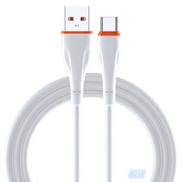 Kabel Data Pengisian Cepat Tipe-C Micro TPE Bi-Color A21T 1M 3A yang Modis untuk Ponsel Android Samsung dan Komputer, Silikon Lembut