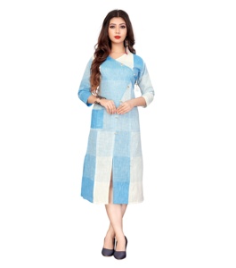 Señoras Sexy algodón rayón viscosa para seda satén corto más tamaño cinturón venta al por mayor India túnica étnica estampado alfanumero - Product Image 2