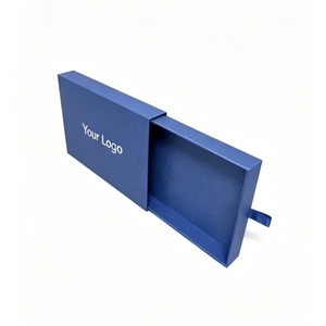 Boîte cadeau rectangulaire avec ruban, imprimable avec logo, boîte d'emballage en carton avec tiroir - Product Image 3