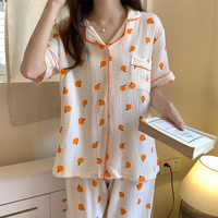 Chemise de nuit d'été en bambou ensemble de pyjamas mignons pyjamas vêtements de nuit courts nouveaux pyjamas mujer vêtements de nuit en coton imprimé pour femmes