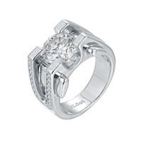 Prix de gros Stocks Moissanite Bagues en argent 925 Bijoux fins Bague en diamant avec corne de boeuf pour hommes
