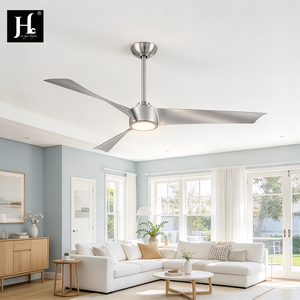 Ventilateur de plafond moderne à 3 pales avec moteur DC et LED, télécommande, structure en fer, pales de 42/52 pouces, montage sur tige, finition noir et or, avec éclairage - Product Image 5