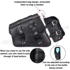 Sacs de selle de moto en cuir PU, sac à outils avec porte-bouteille d'eau, sac à bagages Cafe Racer, étanche, universel pour Cruiser Custom - Product Image 4