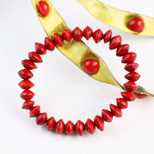 <b>Red</b> Acacia Bean <b>Bracelet</b> Heart Shape Elastic Single Strand Jewelry Gift Unisex Hangzhou Origin PTHD03 - Product Image 3