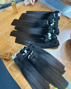 Оптовая продажа, вьетнамские необработанные волосы, необработанные натуральные шелковистые прямые волосы из кости, двойные пучки волос