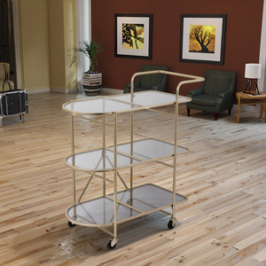 2025 Luxus Gold Metall Bar Cart Trolley Benutzer definierte moderne Klapp Bar Carts Faltbare Bar Cart Aufbewahrung wagen mit Rädern für Party - Product Image 2