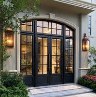XIYATECH Ventanas Francesas de Aluminio con Doble Acristalamiento y Aislamiento Térmico, Diseño Moderno, Color Negro, para Villas de Lujo, Insonorizadas