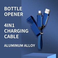 Abridor de Botellas de Lujo 4 en 1, Tendencia 2026, Cable de Carga Rápida USB 3A 60W, Novedad 2026, Regalos, Artículos Promocionales, Aleación de Aluminio