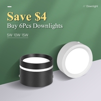 Downlight LED COB de Superficie Sin Marco, Simple, de 5W, 10W, 15W, con Diseño Ajustable