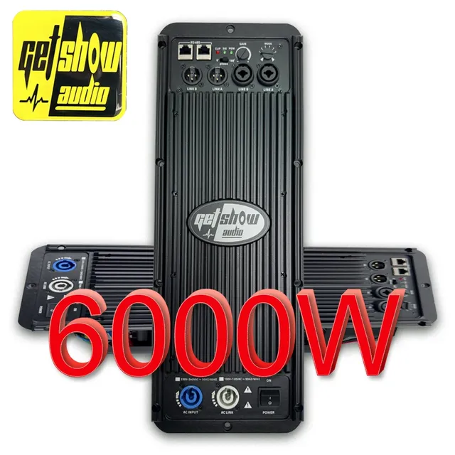 2 Channel Mono GETSHOW SUB6000 6000W 8/4 Ohm Aluminium Subwoofer Amplifier Module Professional XLR Speaker Plate Class D DSP App