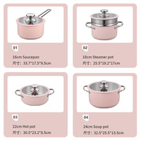 Ensemble de casseroles en acier inoxydable 304 populaire, rose, fond épaissi 3 couches, ensemble de casseroles en acier inoxydable pour la cuisine avec cuiseur vapeur