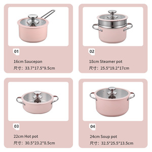 Conjunto de Utensílios de Cozinha em Aço Inoxidável 304 Popular, Rosa, com Fundo Espesso de 3 Camadas, Conjunto de Panela de Sopa em Aço Inoxidável com Vaporera - Product Image 3