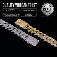 Bracelet chaîne cubaine Miami 15 mm avec zircons cubiques incrustés, style Bling Bling, bracelet de mode pour homme