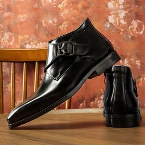 Botas de Hombre de Alta Calidad para Banquetes Sociales, con Punta en Pico y Parte Superior Elevada, de Cuero Vacuno Suave de Primera Capa, Botas Mocasín para Hombre con Aumento de Altura - Product Image 3