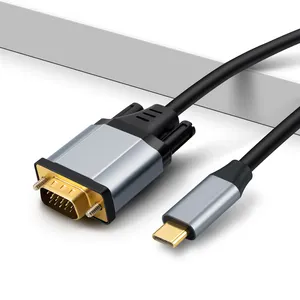 Doonjiey nouveau modèle 1080P 6ft 1.8m usb c à vga mâle à mâle câble pour ordinateur portable tv type c à vga adaptateur câble convertisseur