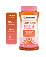 Gummies de collagène et biotine pour cheveux, peau et ongles, marque privée, 100 mg de collagène, vente en gros OEM ODM