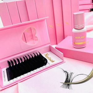 Marque privée cachemire noir mat léger extensions de cils individuels facile ventilateur soie 17mm longueur CC Curl fournitures de gros - Product Image 1