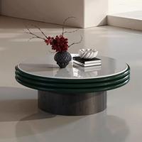 Table basse moderne de luxe en pierre naturelle noire pour salon et maison