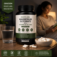 RAINWOOD Marque Privée Capsules de Glycinate de Magnésium D3 K2 Zinc OEM Complément pour le Soutien des Os et des Muscles