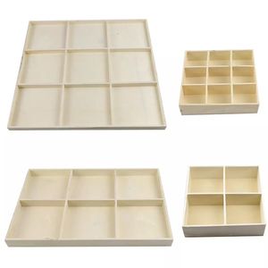 Petit artisanat en bois personnalisé, caisse en contreplaqué maison noël bijoux cadeaux emballage organisateur de stockage sans couvercle 4/6/9 grilles boîte en bois - Product Image 2