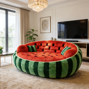 Canapé-lit en peluche en forme de pastèque, canapé rond géant moelleux, meubles de fruits originaux et créatifs pour la décoration du salon - Product Image 1
