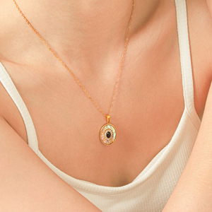 Vintage Obsidian Crystal <b>Abalone</b> <b>Shell</b> Round Pendant Necklace Anti Tarnish Stainless Steel Women Fashion Jewelry Wholesale - Product Image 1