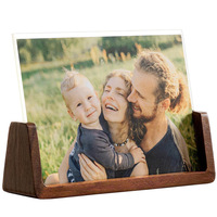 Base lumineuse LED en bois en forme de U pour affichage photo, veilleuse à intensité variable, rechargeable par USB, couleur et taille personnalisables pour acrylique