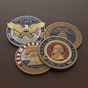 Elegante grabado personalizado conmemorativo oro plata artístico América 250 aniversario clásico coleccionista patrimonio monedas - Product Image 1