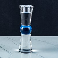 Porte-bougie en cristal bleu sphérique transparent, bougeoir à base ronde, support de bougie en cristal transparent, décoration moderne pour la maison, table à manger