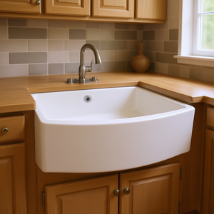 Fregadero de Cocina de Cerámica Blanca Estilo Rústico, de un Solo Tazón, con Frente de Delantal, Rectangular de 24 Pulgadas, Superficie Brillante para Cocina - Product Image 2