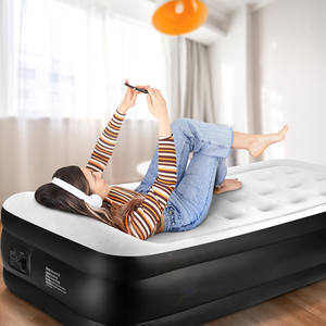 Matelas gonflable simple et durable avec haut floqué 18 ''de haute pompe jumelle intégrée pour hôtels - Product Image 1