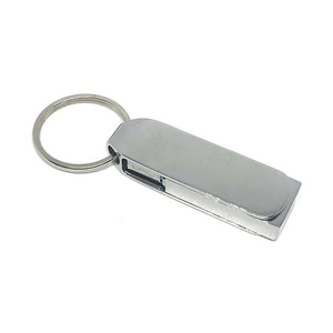 Llavero USB Giratorio de Metal Puro al por Mayor, Unidad Flash USB de 16GB 32GB 64GB Plateada, con Logotipo Personalizado - Product Image 1