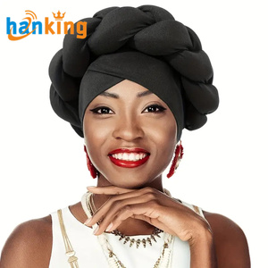 Ehanking Braid Twist Big Turban Cap Solid Color Head Wrap Stylish Hijab Head Scarf <b>Women</b> Bonnet Beanies <b>Chemo</b> <b>Hats</b> - Product Image 1