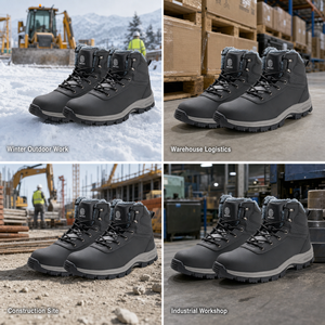 AIMVVSEC Stivali di Sicurezza Invernali da Uomo <span class=keywords><strong>con</strong></span> Punta in Acciaio, Foderati in Pelliccia, Impermeabili e Antiscivolo per Costruzioni - Product Image 6