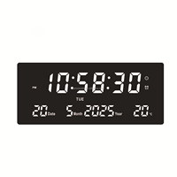 Horloge murale/de bureau numérique LED moderne de grande taille avec grand écran, alarme, calendrier numérique et température pour le salon