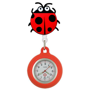 Adorabili cartoni animati animali retrattili amore cuore arcobaleno girasole infermiere medico ospedale clip da tasca appendere orologi al quarzo orologio - Product Image 6