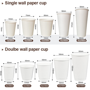 Vaso de Papel Desechable de Pared Simple con Logotipo Personalizado, Ecológico, de 8oz, 12oz, 16oz, para Bebidas Calientes, con Tapa, para Café para Llevar - Product Image 4