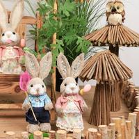 Lapin de lapin tissé en herbe de Pâques créatif pour ornement de décoration de jardin