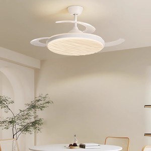 Ventilateur de plafond LED minimaliste avec pales en bois, 3 pales, moteur DC, télécommande, montage encastré pour salon - Product Image 3