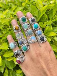 Anillos de Piedras Preciosas Naturales, Zafiro, Plata de Ley, Unisex, Corona, Anillos de Compromiso, Boda, Regalo, Fiesta - Product Image 3